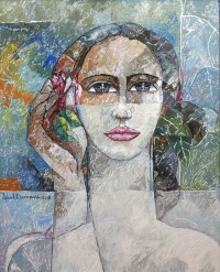 Iqbal Durrani, Floral Vanity, 24 x 30 Inch, Oil on Canvas, Figurative Painting, AC-IQD-080